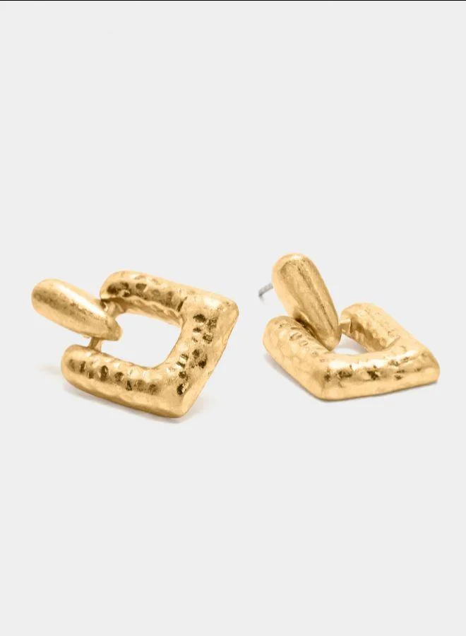 بارفوا أقراط قصيرة ذات مربعات ذهبية