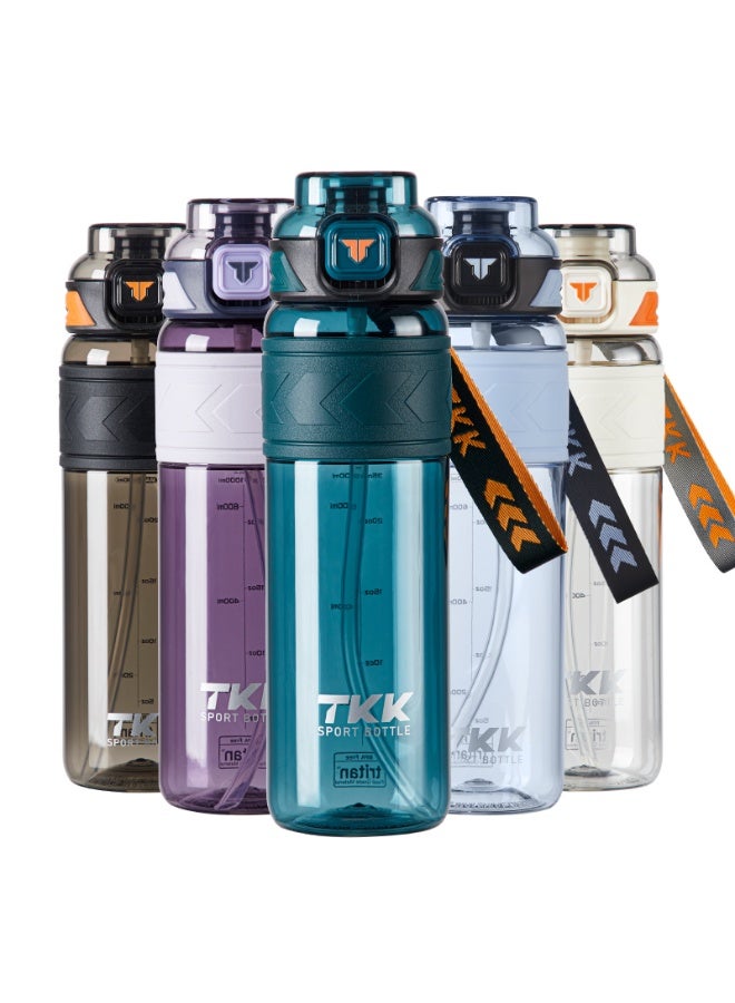 TKK 1000ml Tritan Plastic Water Bottle with Straw and BPA Free with Rope Easy to Carry | Green - Image 3