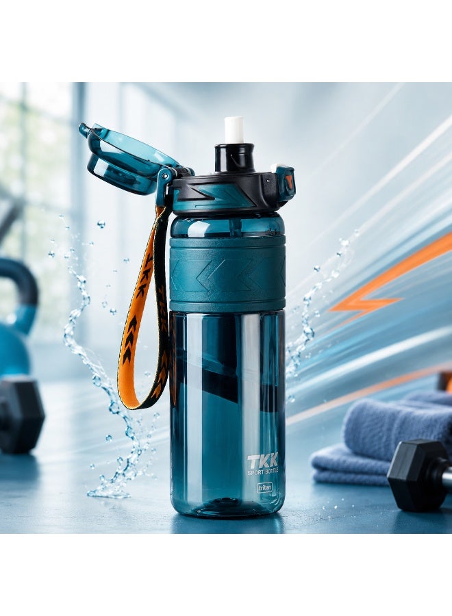 TKK 1000ml Tritan Plastic Water Bottle with Straw and BPA Free with Rope Easy to Carry | Green - Image 1