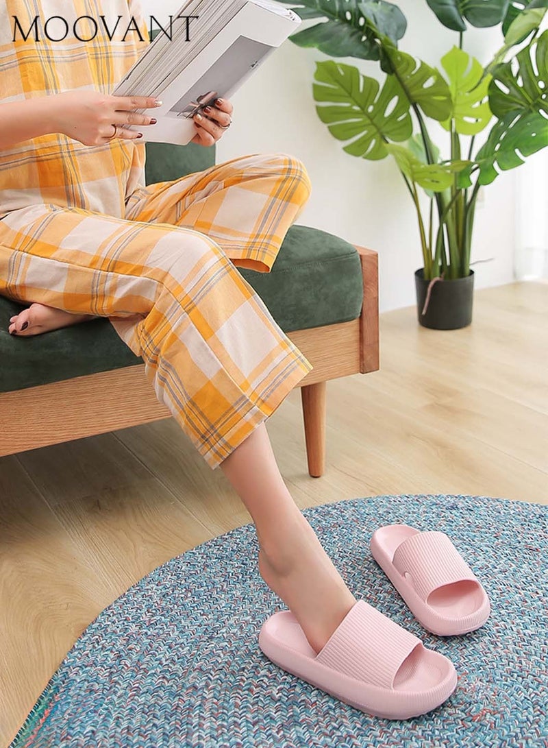 Moovant Soft Cloud-like Slides for Women, Massage Bathroom Non-Slip Shower Slippers, Quick Drying Open Toe Super Soft Comfy Cushion Thick Sole Household Sandals, for Indoor and Outdoor, Pink - Image 2