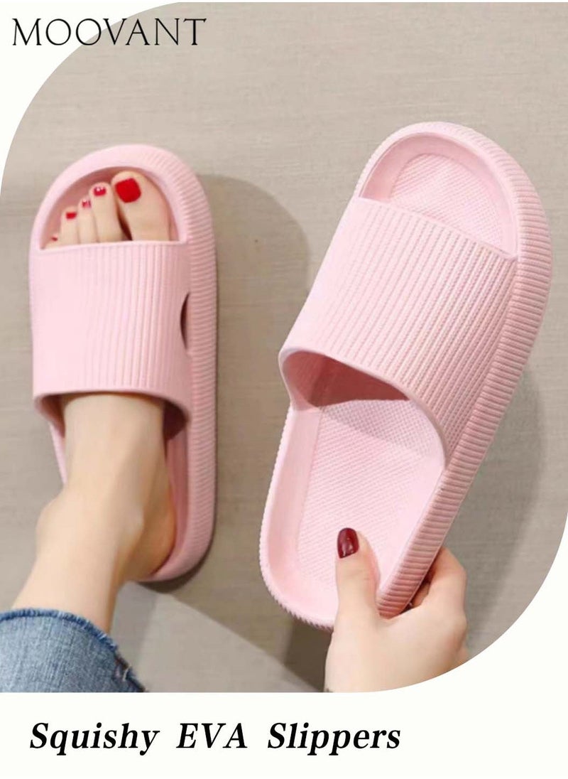 Moovant Soft Cloud-like Slides for Women, Massage Bathroom Non-Slip Shower Slippers, Quick Drying Open Toe Super Soft Comfy Cushion Thick Sole Household Sandals, for Indoor and Outdoor, Pink - Image 3