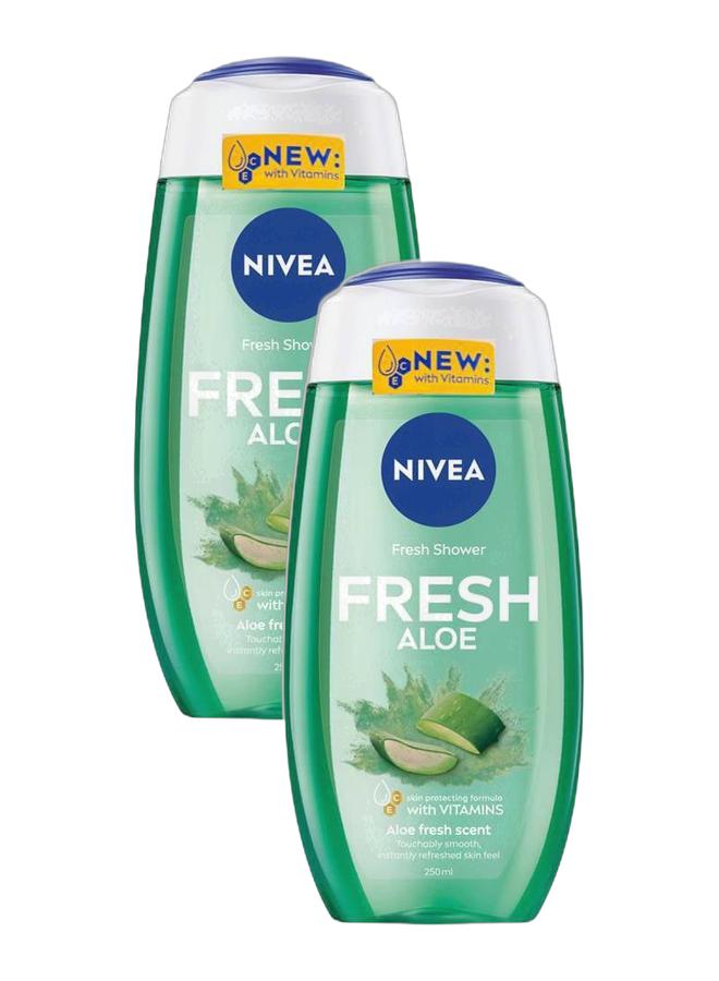 Nivea Fresh Aloe Shower Gel, Natural Aloe Vera, Fresh Scent - 250ml ( Pack of 2 ) - Image 1