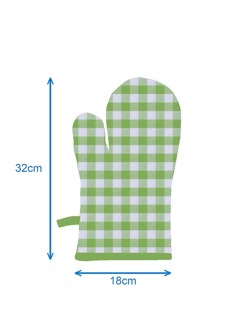 AIRWILL Airwill Cotton Designer Pattern Heat Resistant Kitchen Linens 1 Oven Mitt 1 Pot Holder GreenWhite  - Image 2