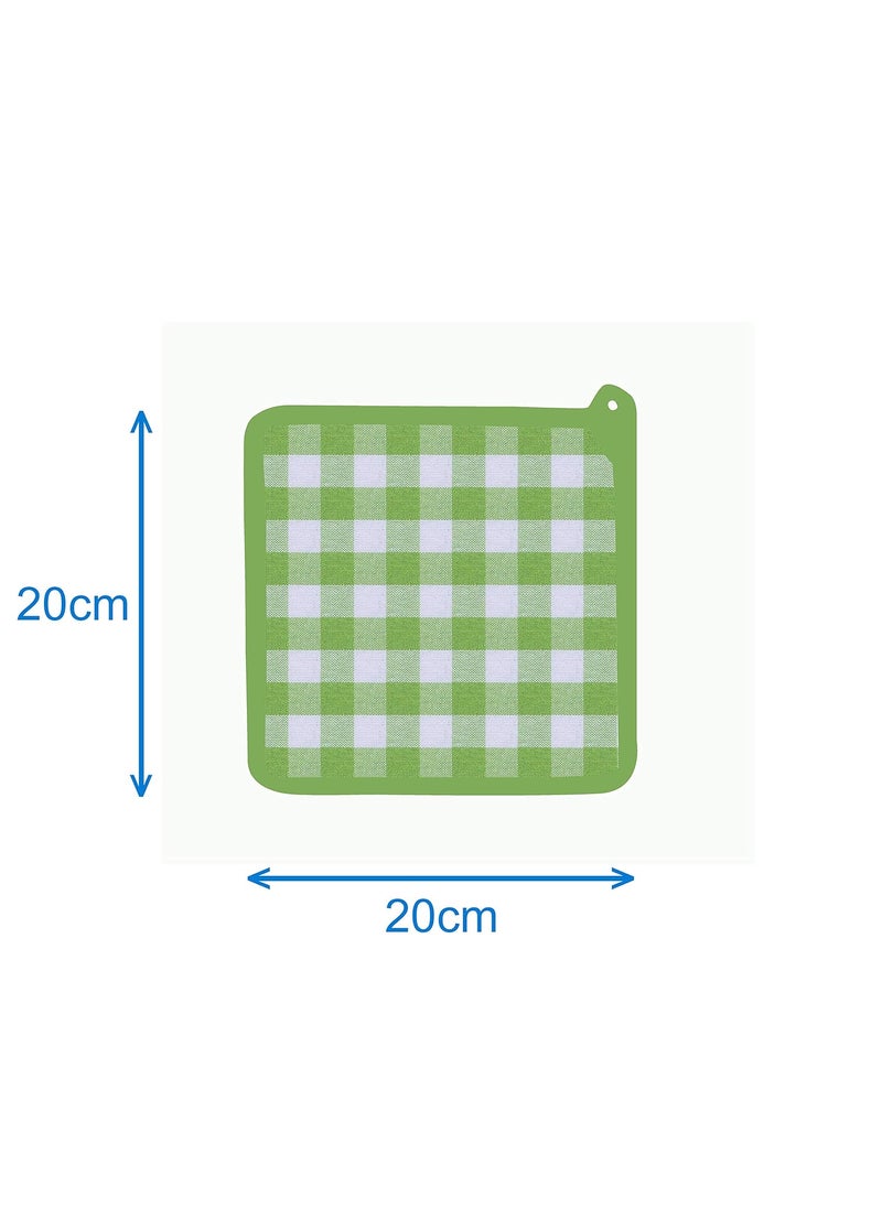 AIRWILL Airwill Cotton Designer Pattern Heat Resistant Kitchen Linens 1 Oven Mitt 1 Pot Holder GreenWhite  - Image 3