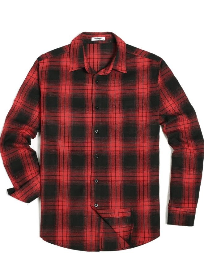 COOFANDY Mens Flannel Shirts Long Sleeve Button Down Shirt with Pocket Casual Shirts Work Shirts for Men, Red/Black, XXL - Image 5