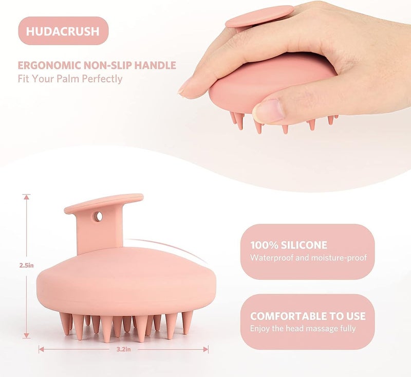 HUDACRUSH Pink Unibody Silicone Scalp Massager for Hair Growth, Scalp Scrubber, Head Massager for Hair Growth, Deep Cleansing Dandruff Removal Brush, Oil Massager Shampoo Brush for Men and Women - Image 5