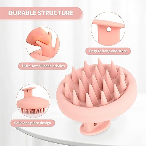 HUDACRUSH Pink Unibody Silicone Scalp Massager for Hair Growth, Scalp Scrubber, Head Massager for Hair Growth, Deep Cleansing Dandruff Removal Brush, Oil Massager Shampoo Brush for Men and Women - Image 3
