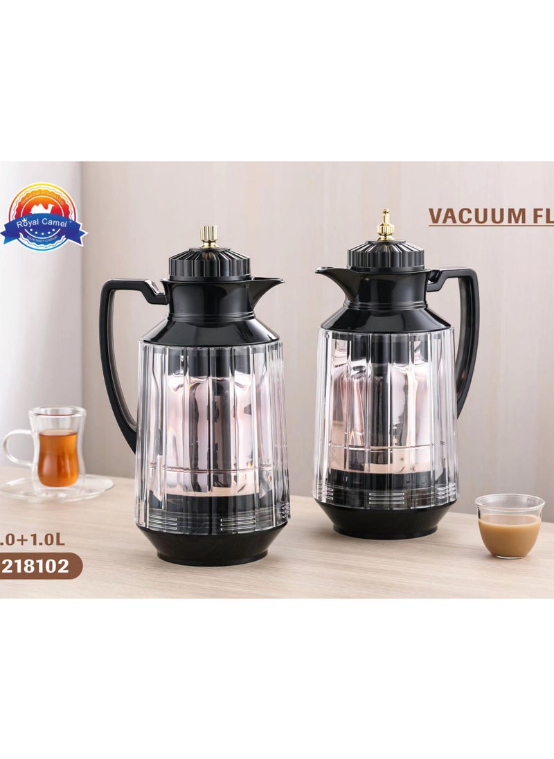 Royal Camel - Royal Camel 2 Piece Thermos Set 1L + 1L Transparent +Black - Image 1