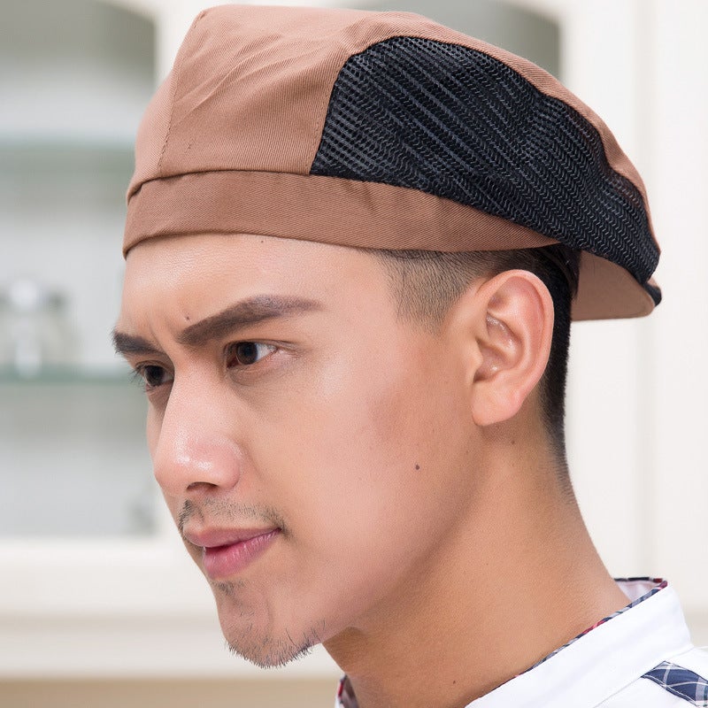 Chef Hat Men'S Coffee Western Restaurant Waiter Pirate Hat Beret Work Peaked Cap Breathable Mesh Forward Cap - Image 1