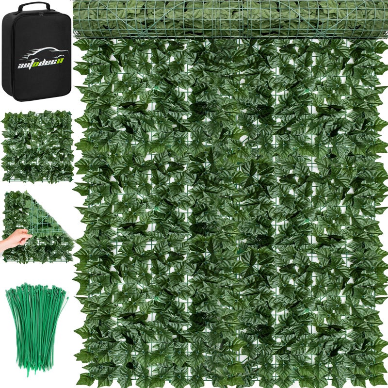 AUTODECO Artificial Ivy Privacy Fence Screen 99x59.5in Faux Greenery Privacy Fence Backdrop Ivy Vine Leaf Hedges Fence with Bag for Indoor Outdoor Garden - Image 1