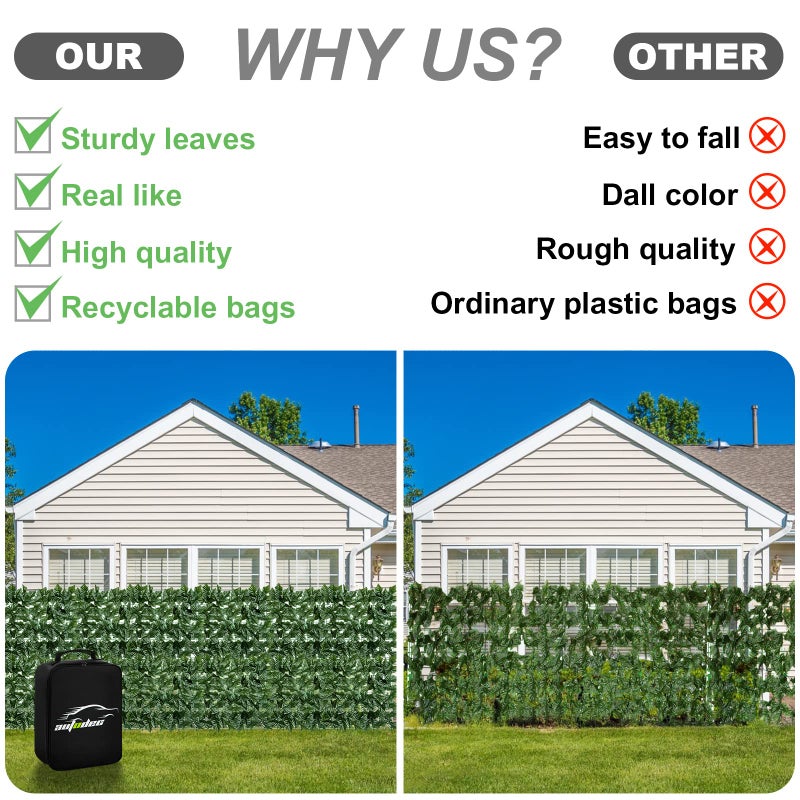AUTODECO Artificial Ivy Privacy Fence Screen 99x59.5in Faux Greenery Privacy Fence Backdrop Ivy Vine Leaf Hedges Fence with Bag for Indoor Outdoor Garden - Image 4