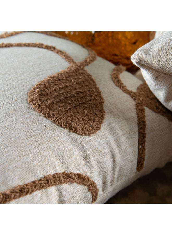 Belchior Concept Line Embroidery Square Shaped Decorative Cushion Linen and Soft Brown 50 x 50 cm 472566 - Image 4