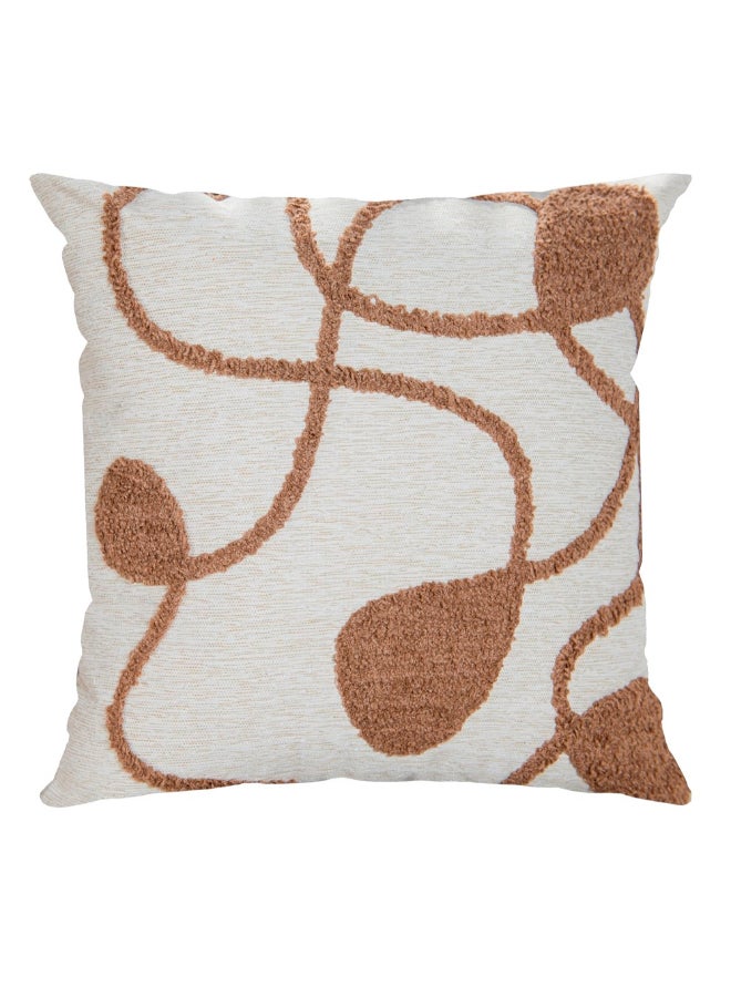 Belchior Concept Line Embroidery Square Shaped Decorative Cushion Linen and Soft Brown 50 x 50 cm 472566 - Image 1