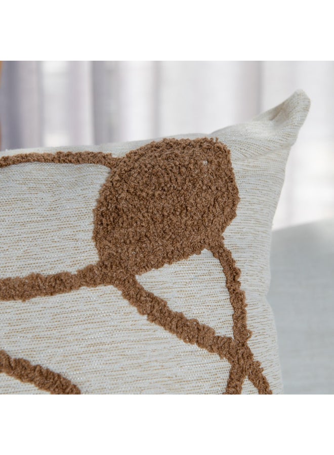 Belchior Concept Line Embroidery Square Shaped Decorative Cushion Linen and Soft Brown 50 x 50 cm 472566 - Image 3