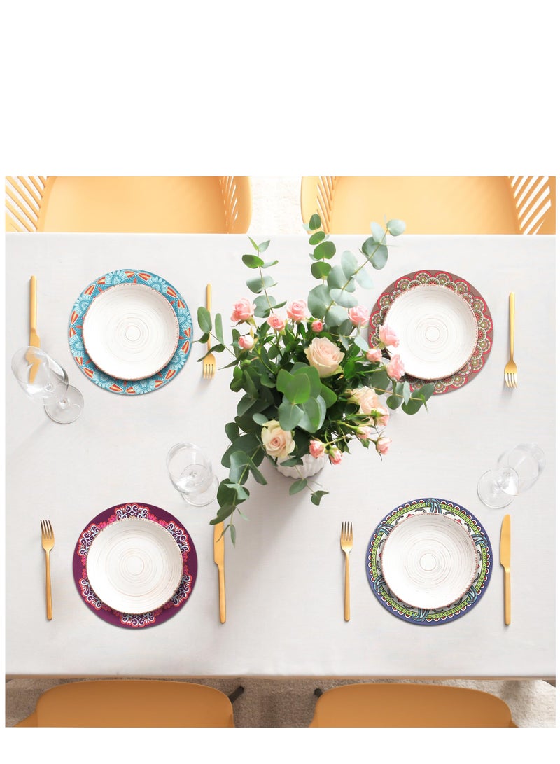 KASTWAVE Placemats Set of 6, Round Mandala Place Mats, Heat Insulation Placemats Washable Non-slip Rubber Table Mats for Dinner Table Kitchen - Image 5