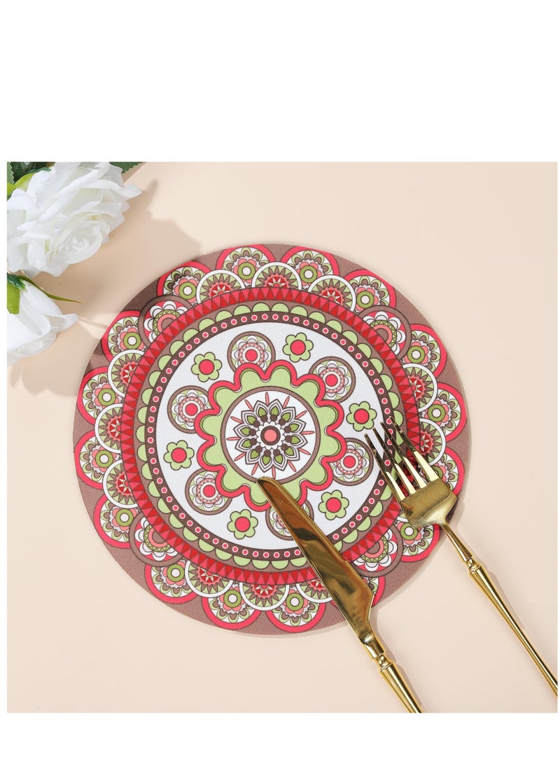 KASTWAVE Placemats Set of 6, Round Mandala Place Mats, Heat Insulation Placemats Washable Non-slip Rubber Table Mats for Dinner Table Kitchen - Image 3