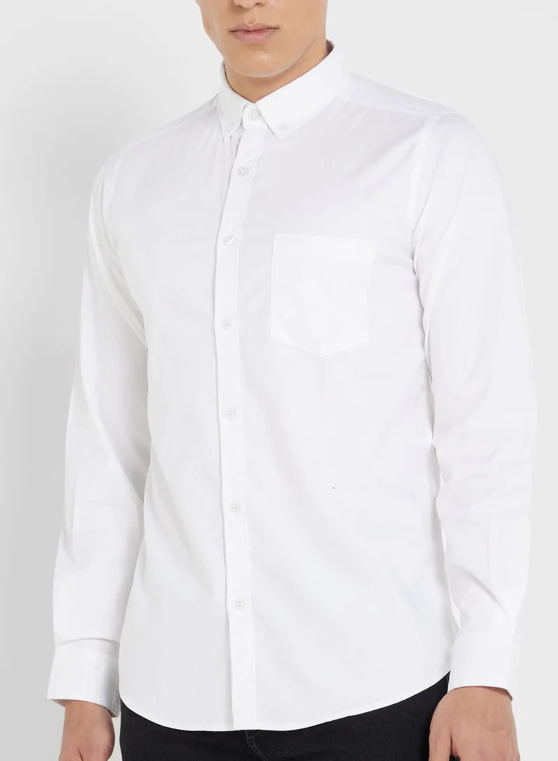 Seventy Five Cotton-Elastane Casual Single Pocket Shirt