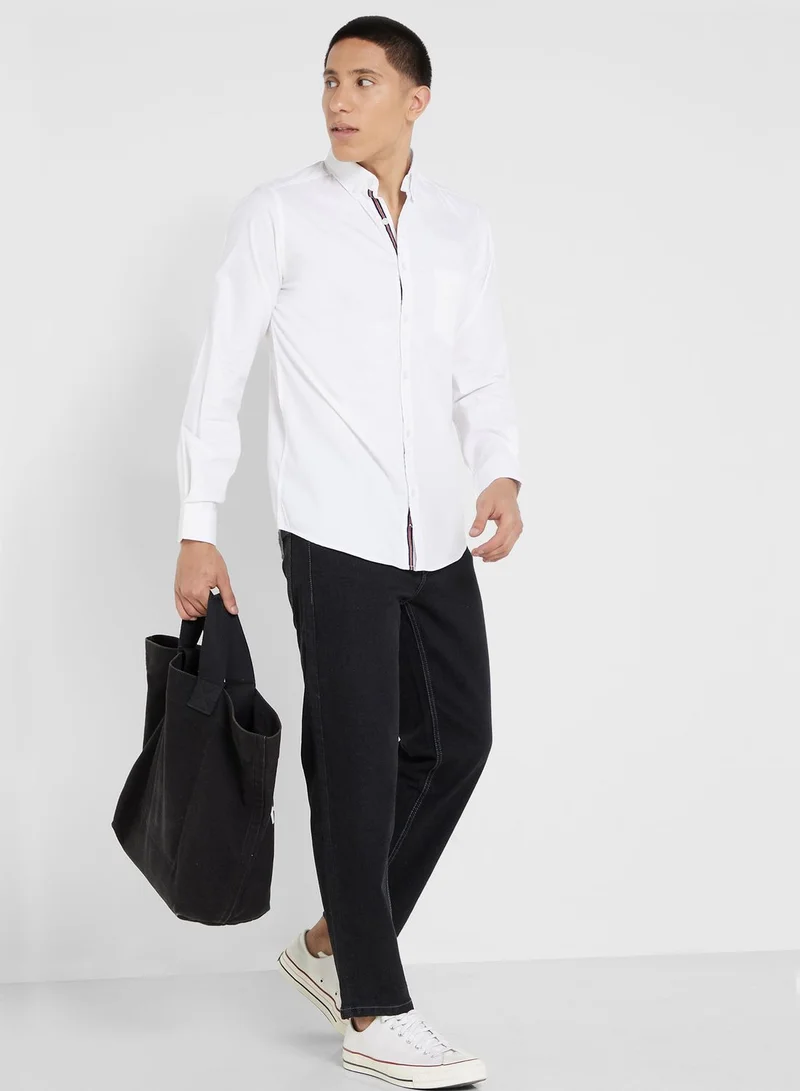 Seventy Five Cotton-Elastane Casual Single Pocket Shirt