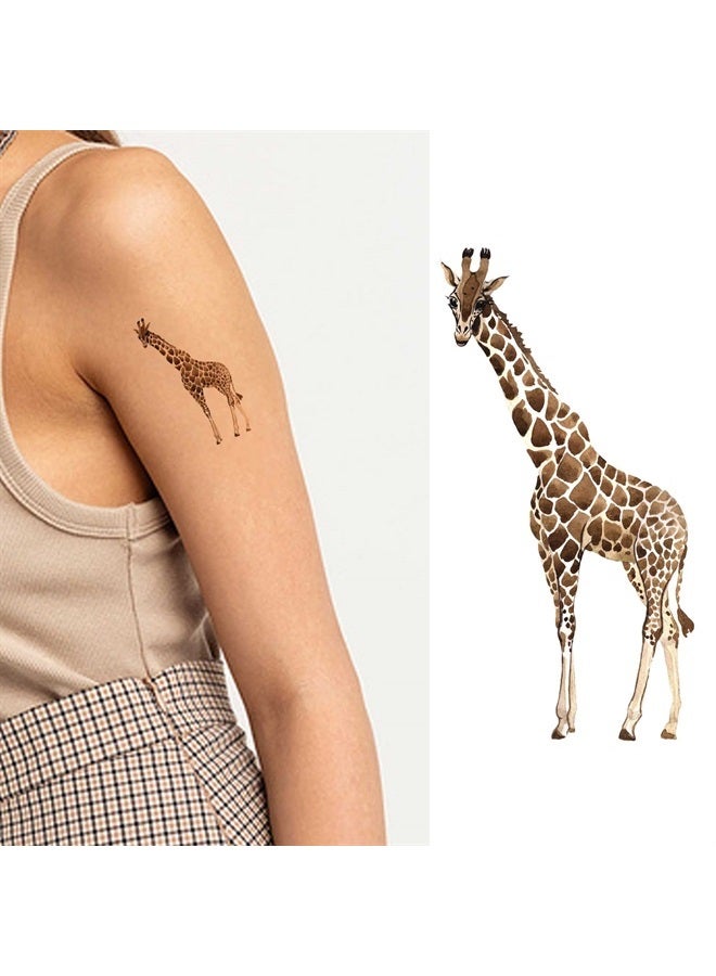Dopetattoo 6 sheets Temporary Tattoos for Men and Women Animals Exotic Giraffe Wild Animal in a Watercolor Style Isolated for Men Temporary tattoo for Women Neck Arm Chest for Woman - Image 2