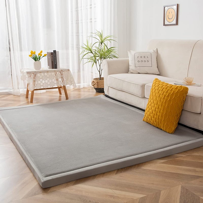 MAXYOYO Baby Play Mat 12 Thick Memory Foam Soft Padded Carpet with NonSlip Backing 3x5 ft Japanese Tatami Rug Living Room for Kids Toddler Children NuseryGrey