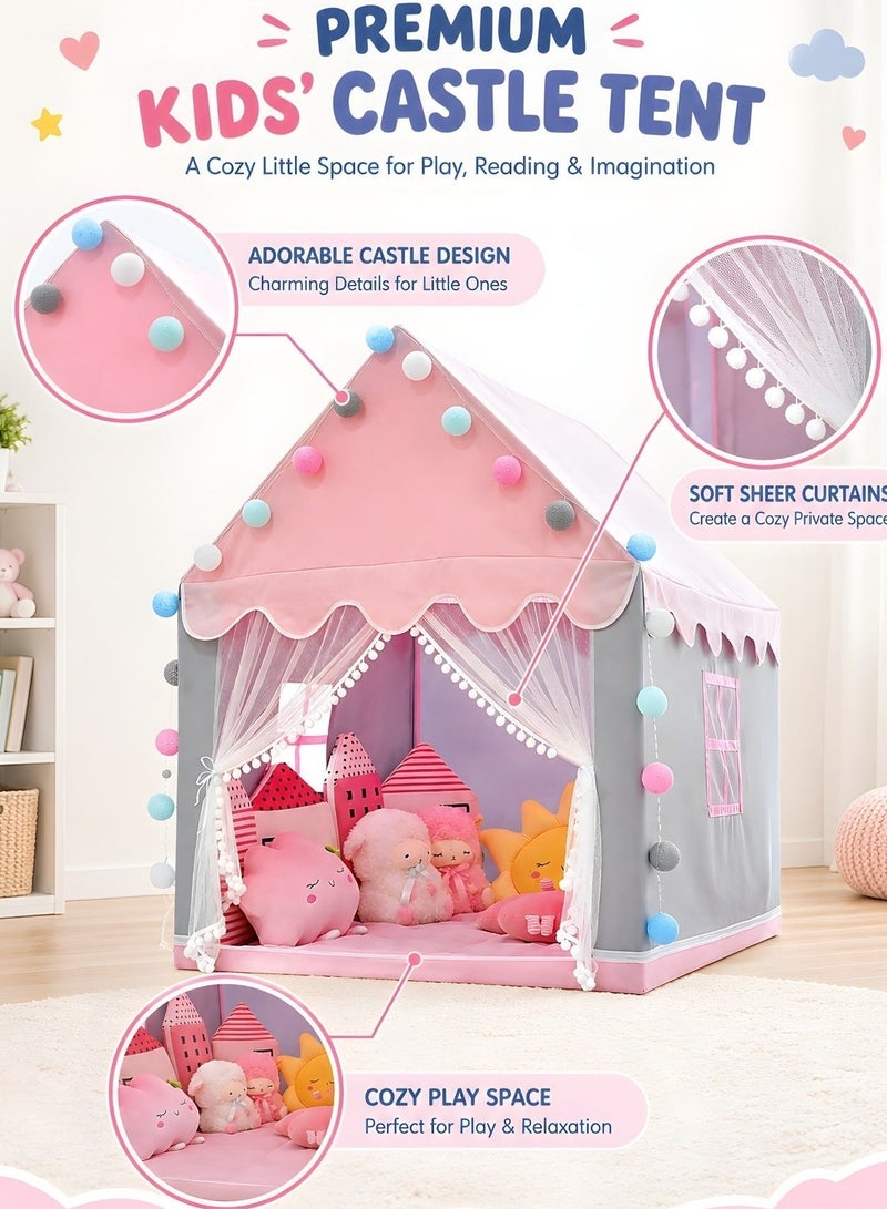 SHOELAY Large Kids Tent House Indoor Outdoor – Toddler Play Tent with Curtains, Baby Princess Castle Playhouse for Girls & Boys, Birthday Party Decoration, Kids Indoor Room Toy Gift - Image 1