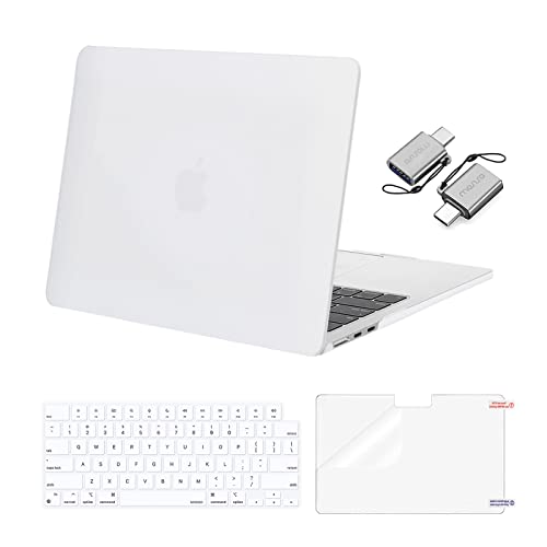 MOSISO Compatible with MacBook Air 13 inch Case M5 2026 M4 2025 M3 M2 20242022 A3449 A3240 A3113 A2681 Hard ShellKeyboard CoverScreen FilmType C for MacBook Air 136 inch Case White - Image 1