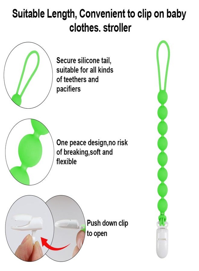 AmazingM Baby Food Grade Silicone Teether Toy with One Piece Design Pacifier Clip Holder,Teething Pain Relief Toys Gift Set for 3 Months+ Boys and Girls,Freezer Safe,BPA Free. (Avocado) - Image 4