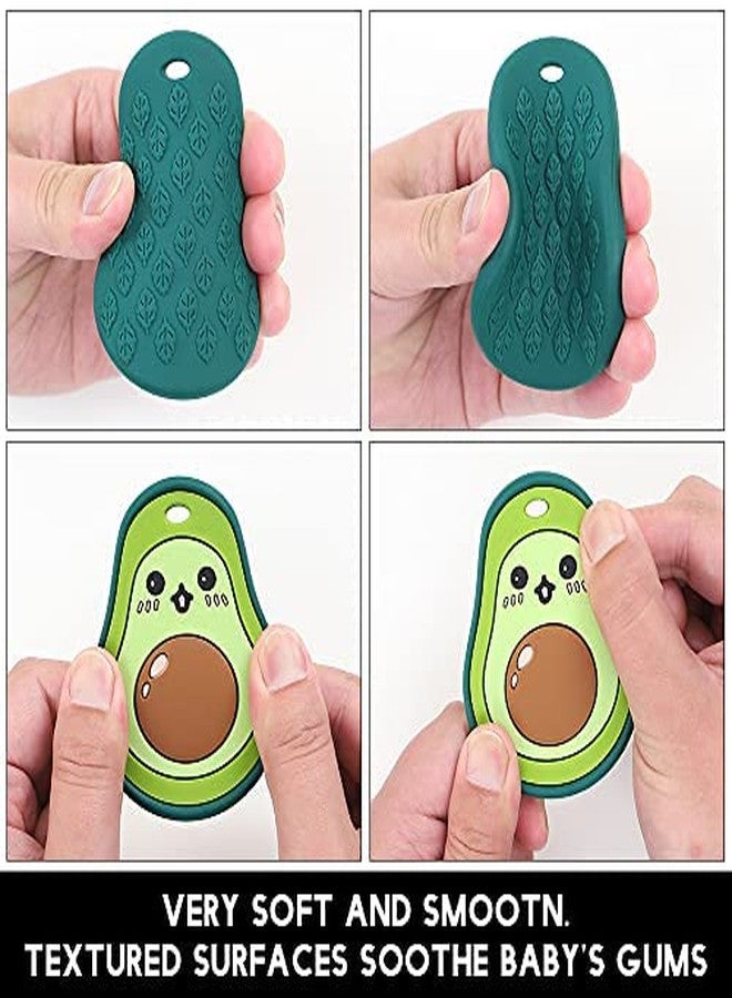 AmazingM Baby Food Grade Silicone Teether Toy with One Piece Design Pacifier Clip Holder,Teething Pain Relief Toys Gift Set for 3 Months+ Boys and Girls,Freezer Safe,BPA Free. (Avocado) - Image 3