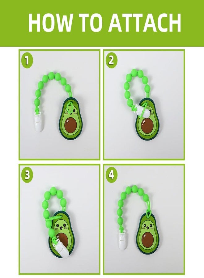 AmazingM Baby Food Grade Silicone Teether Toy with One Piece Design Pacifier Clip Holder,Teething Pain Relief Toys Gift Set for 3 Months+ Boys and Girls,Freezer Safe,BPA Free. (Avocado) - Image 5