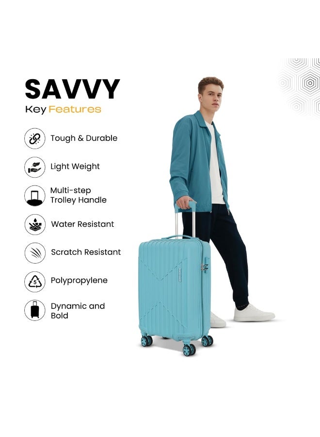 KAMILIANT by American Tourister Savvy Cabin Trolley Bag, Small 55 cm, Hard Case Polypropylene, Sea Blue - Image 3