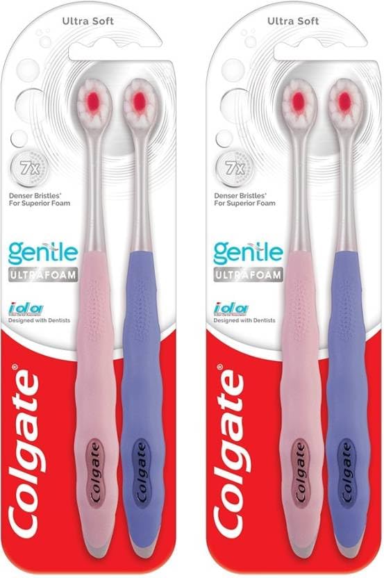 Colgate Gentle UltraFoam Ultra Soft (2pcs x 2) Ultra Soft Toothbrush (4 Toothbrushes) - Image 1