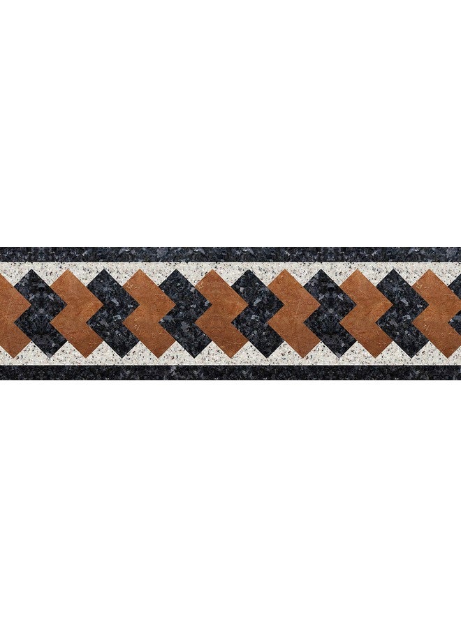 WallDesign Tile Border Sticker - Marble Stone Inlay Brown & Black - 3 inch by 10 ft - for Kitchen, Door, Floor, Bathroom Decoration - Glossy Laminated Waterproof Vinyl Roll - Image 1