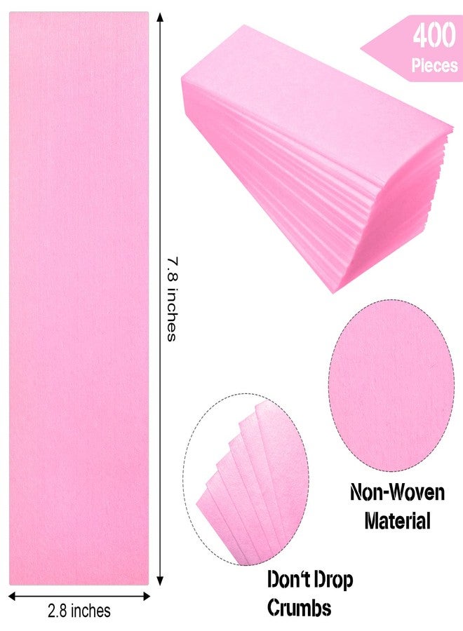 Maitys Wax Strips, 400 Pieces Non Woven Hair Removal Wax Facial and Body Waxing Strips Bikini Wax Strip Paper for Women and Men (Pink) - Image 2
