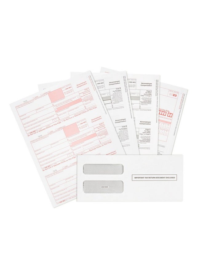 Blue Summit Supplies 1099 Nec Tax Forms 2023 With 25 Self Seal Envelopes 25 4 Part Tax Forms Kit Compatible With Quickbooks And Accounting Software  - Image 1