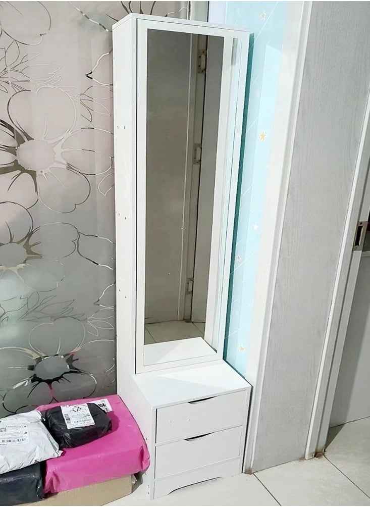 fashionhome - Multifunction Dressing Mirror and 2 Drawers Storage Table 30 x 34 x 162 cm - Image 1
