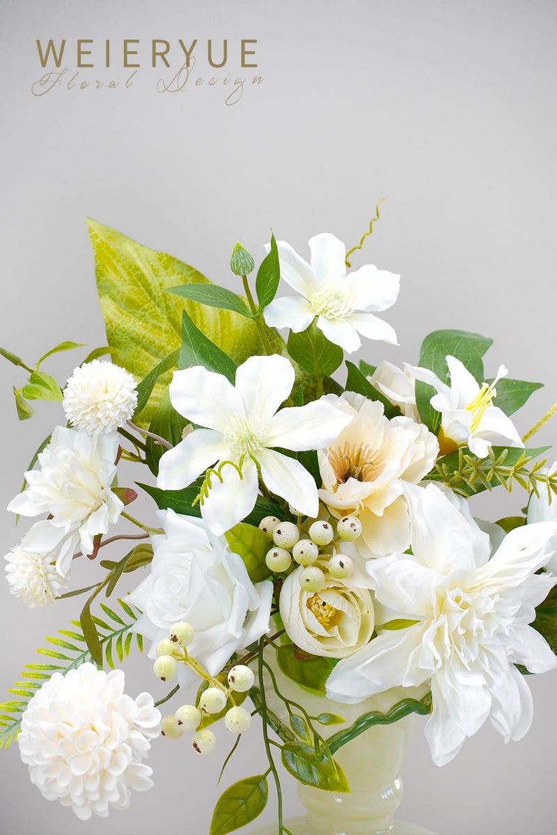 WEIERYUE White Artificial Flowers Combo Box Wedding Decor Fake Flowers Flowers for Decoration Silk Flowers for Home Decor Indoor Cake Flowers Faux Flowers for Crafts - Image 5