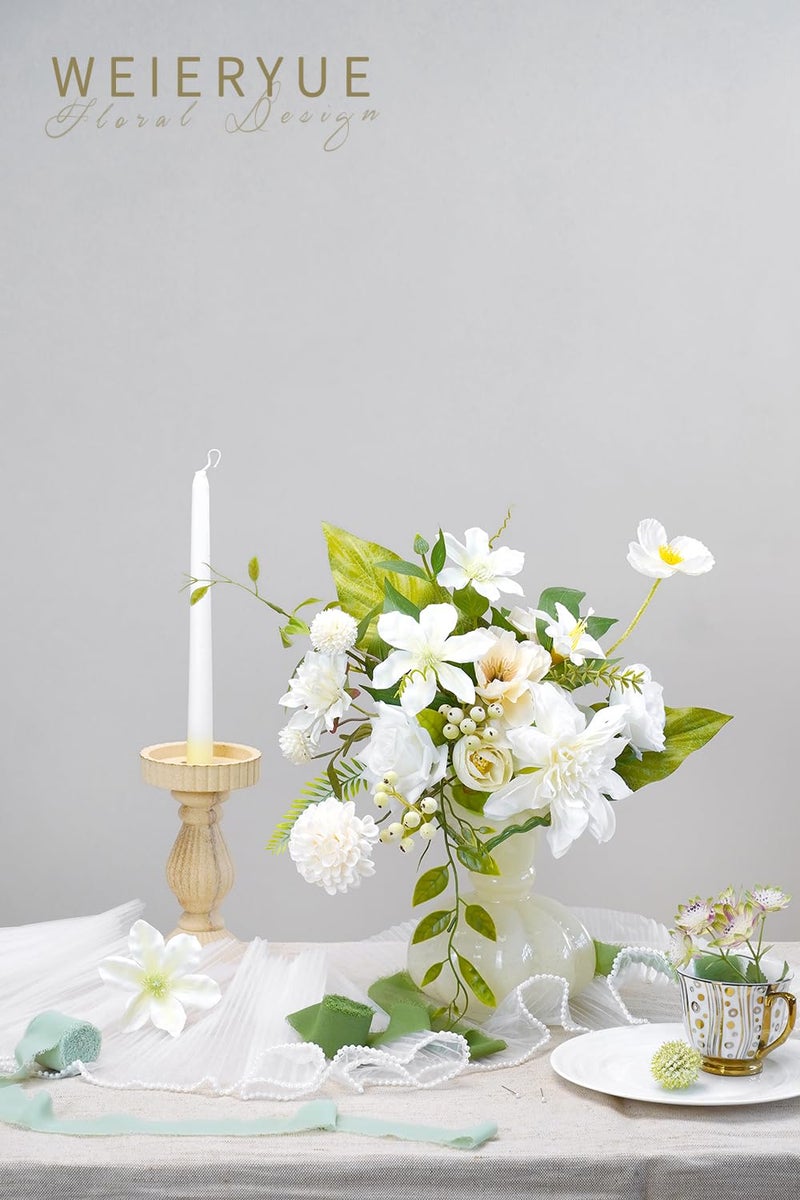 WEIERYUE White Artificial Flowers Combo Box Wedding Decor Fake Flowers Flowers for Decoration Silk Flowers for Home Decor Indoor Cake Flowers Faux Flowers for Crafts - Image 4