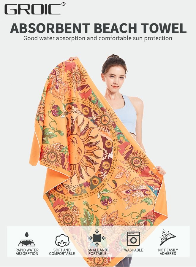 GROIC Microfiber Beach Towel Quick Dry,Super Absorbent Lightweight Towel,Large Size Camping Towel,Beach Towels for Pool, Swim, Water Sports - Image 2