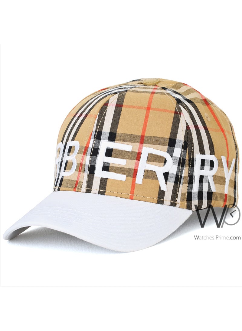 BURBERRY Burberry Baseball Beige White Motif Icon Stripe Cap Cotton Hat - Image 1