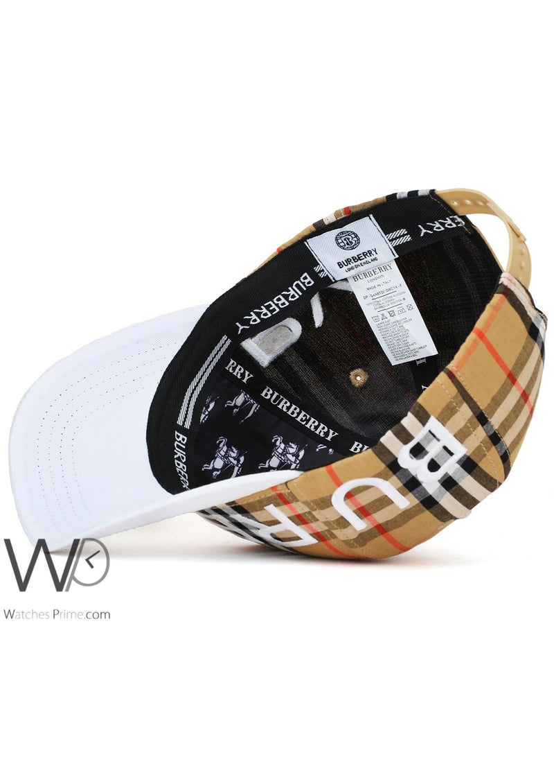 BURBERRY Burberry Baseball Beige White Motif Icon Stripe Cap Cotton Hat - Image 4