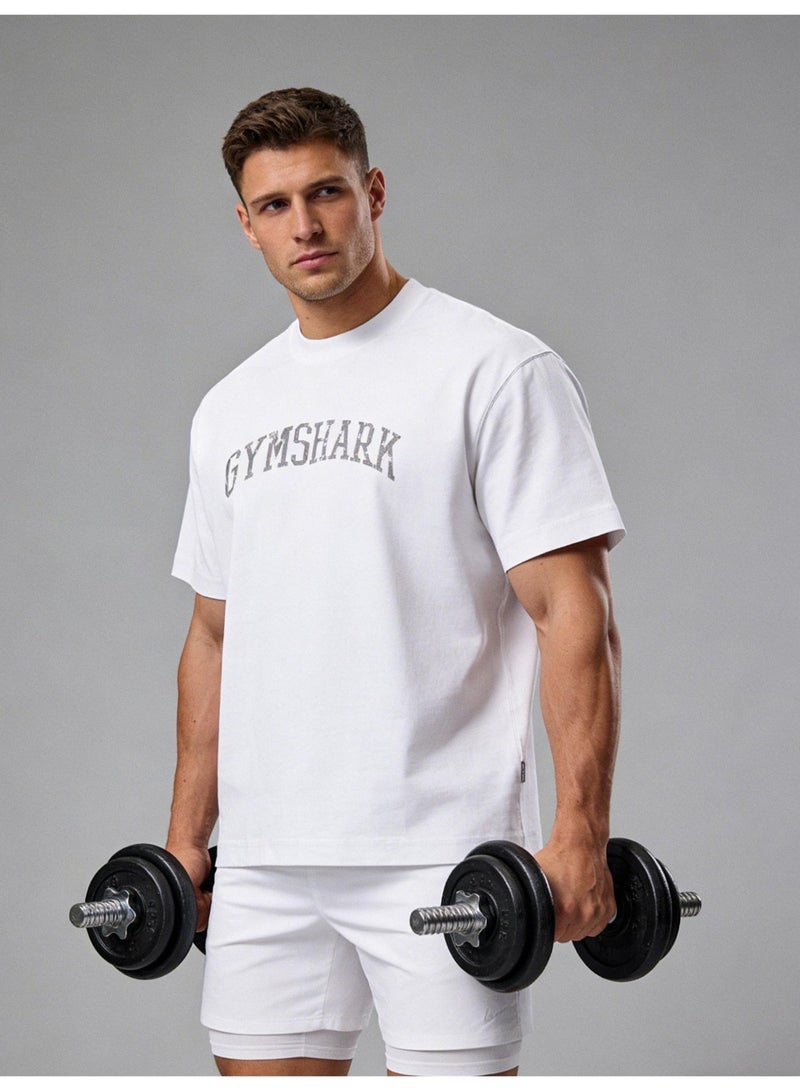 جيمشارك 300G الثقيلة GYMSHARK الرياضة قصيرة الأكمام جولة رقبة تي شيرت مع القطن ناعم الجلد الصديقة قميص عارضة للرجال والنساء. - Image 3