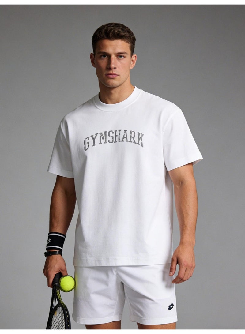جيمشارك 300G الثقيلة GYMSHARK الرياضة قصيرة الأكمام جولة رقبة تي شيرت مع القطن ناعم الجلد الصديقة قميص عارضة للرجال والنساء. - Image 4
