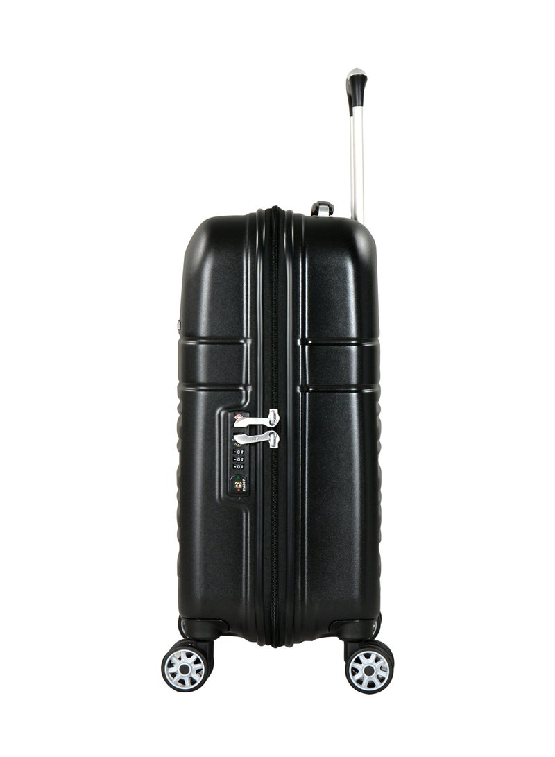 إيمينينت حقيبة سفر ترولي صلبة ماكرولون بولي كربونات خفيفة للغاية مقاومة للخدش بعجلات مزدوجة هادئة وقفل   أسود - Image 2