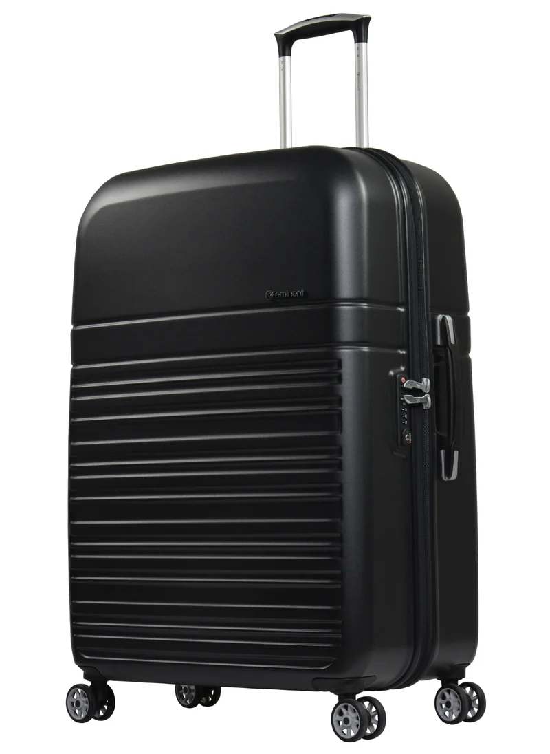 إيمينينت Hard Case Luggage Trolley Makrolon Polycarbonate Super Lightweight Anti Scratch Suitcase 4 Quiet Double Wheels TSA Lock KF91 Black