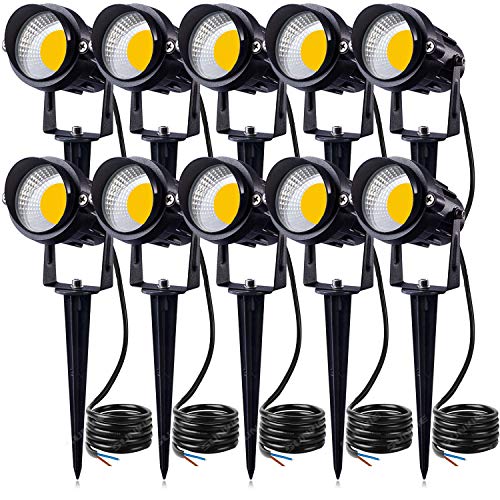 SUNVIE 12W LED Landscape Lights Low Voltage Garden Pathway Lights Super Warm White 12V Waterproof Outdoor Spotlights for Driveway Walkway Yard Patio Porch Trees with Spike Stand (10 Pack) - Image 1