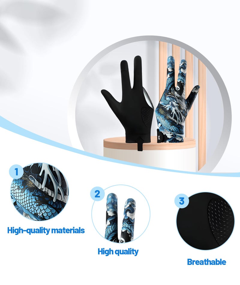 XFSAFDM Snooker Gloves Left Hand, Full Finger Billiard Glove for Left-Handed Players, Polyester Fabric, Enhanced Grip and Control, Ideal for Practice and Competitive Matches - Image 3