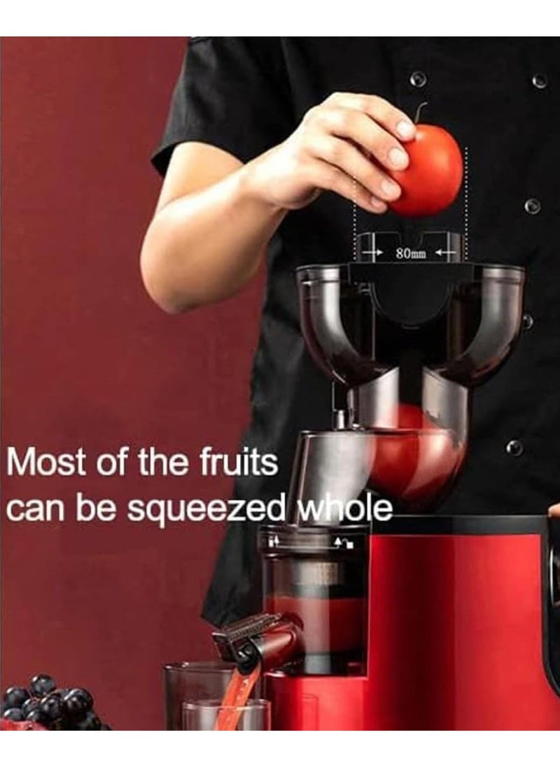 Generic - Slow Masticating Juicer 300W, Big 80mm Chute, Juice Jug, Pulp Container, BPA Free, Easy to Clean, Whole Slow Juicer for Fruits and Vegetables, Red - Image 1