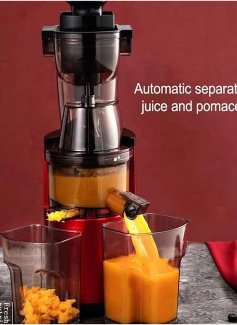 Generic - Slow Masticating Juicer 300W, Big 80mm Chute, Juice Jug, Pulp Container, BPA Free, Easy to Clean, Whole Slow Juicer for Fruits and Vegetables, Red - Image 1