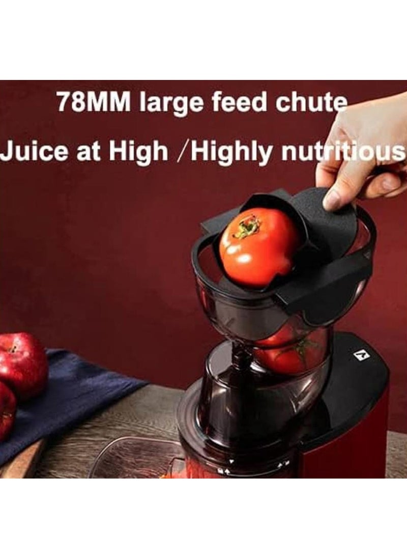 Generic - Slow Masticating Juicer 300W, Big 80mm Chute, Juice Jug, Pulp Container, BPA Free, Easy to Clean, Whole Slow Juicer for Fruits and Vegetables, Red - Image 1