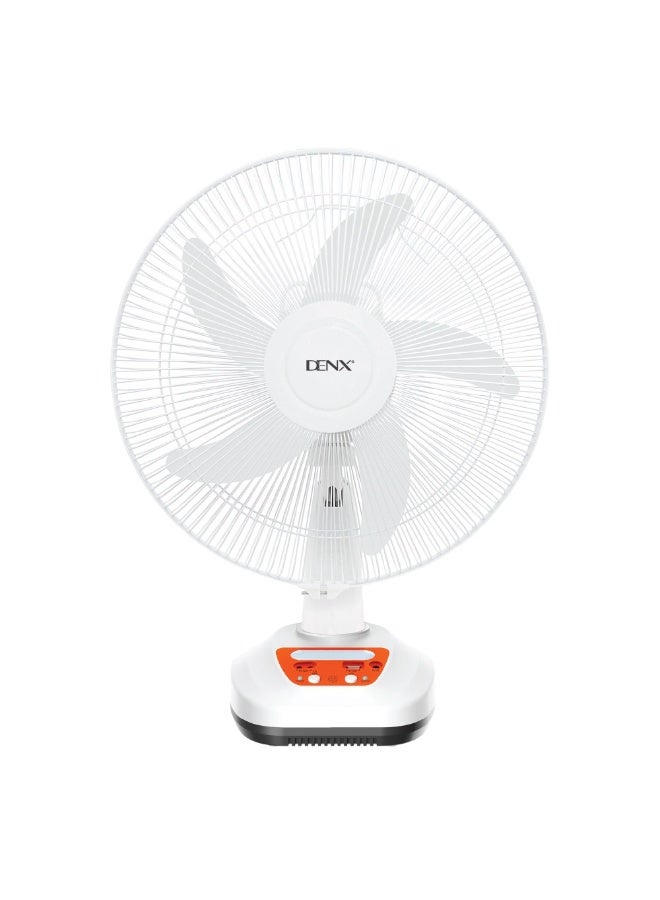 Denx "DENX Rechargeable Solar Fan DX2614 – Equipped with a 9V Solar Panel for Efficient Charging, 5 Strong Blades for Powerful Airflow, Dual Wind Speed Control, Up to 8 Hours Working Time, and 2 Built-in LED Lights – Perfect for Home, Camping, and Emergency Use" - Image 2